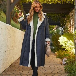 VICI Yessica Longline Faux Leather Shearling Coat